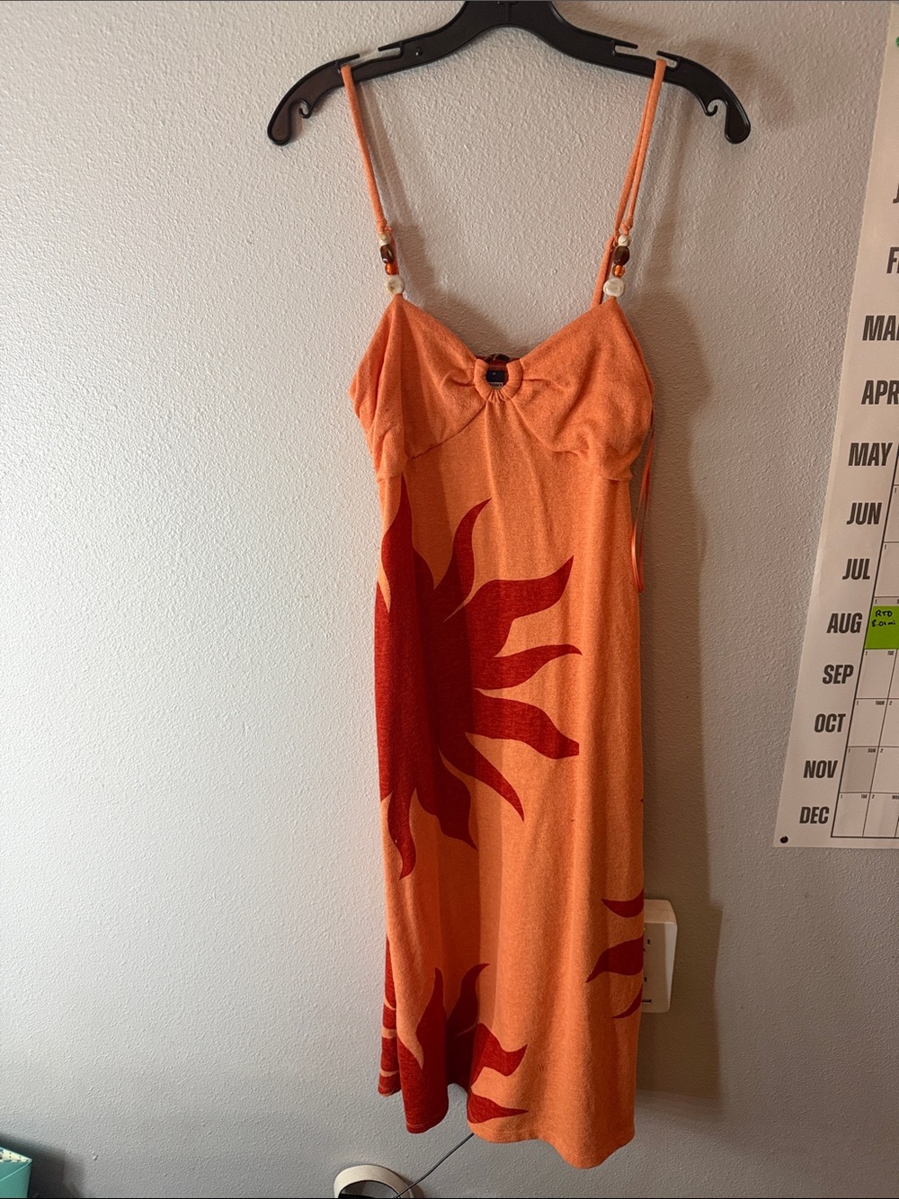 Orange Sunburst Slip Dress